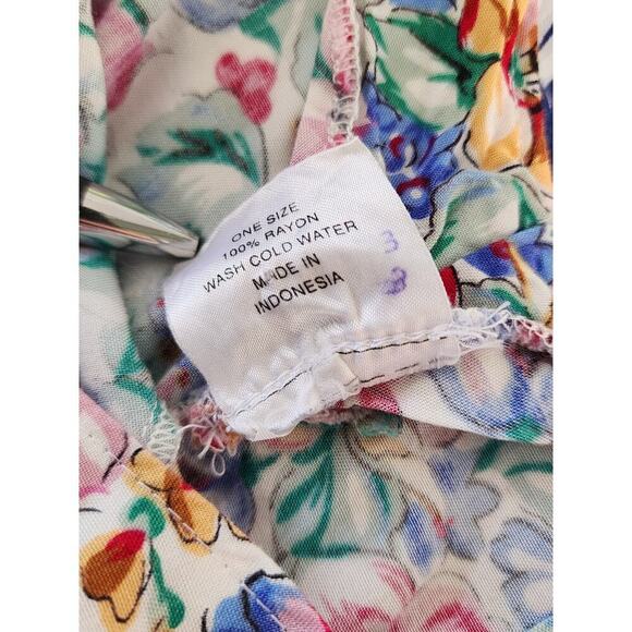 Colorful Floral Midi Lace Up Flowy Rayon Summer Ditsy Vacation Skater Dress Sz S - Picture 8 of 8